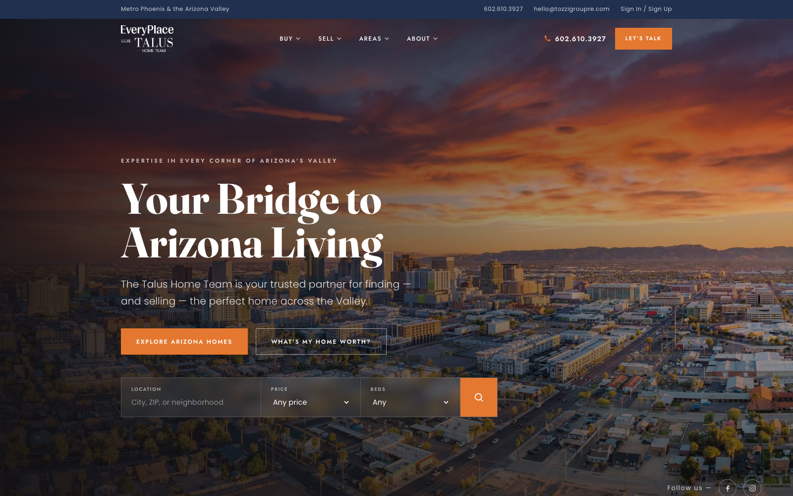 Talus Home Team website homepage